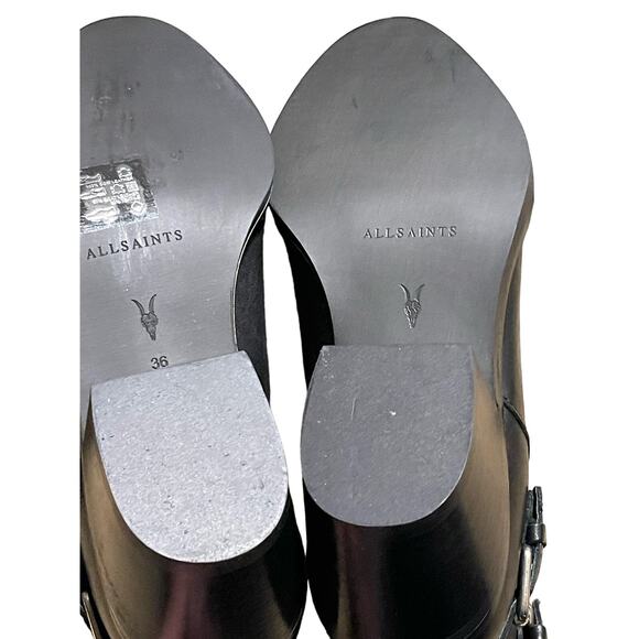 AllSaints Womens Sloan Black Leather Buckle Zip Boot Size EU 36 NIB - Picture 10 of 11